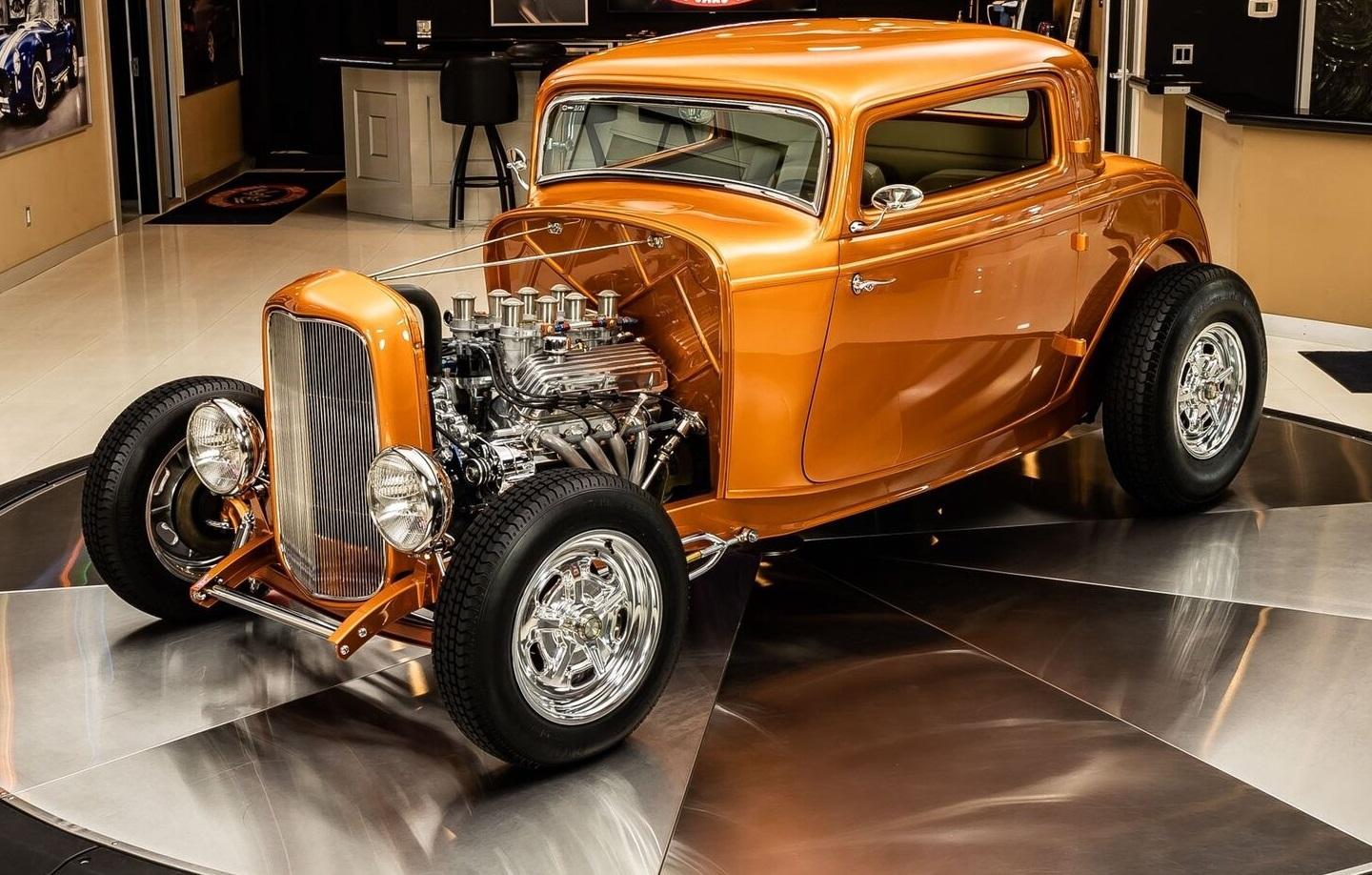 1932 ford 3 window coupe street rod fiberglass body with copper exterior paint