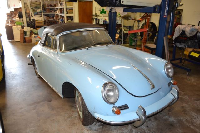 1965 porsche 356 sc 75,642 miles blue cabriolet 1.6l m