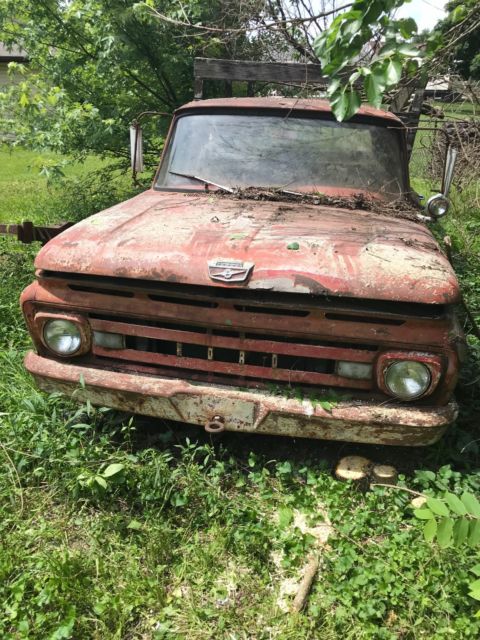 1961 ford f250 unibody ford pickup truck - for parts or restoration 11k actual