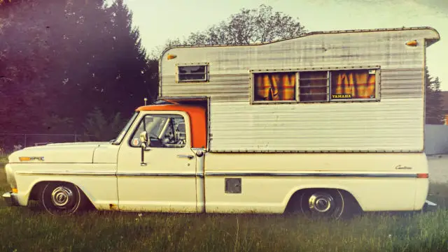 1971, ford, f-250, pickup, lowered, camper, canopy