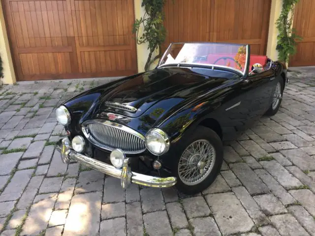 1962 austin healey mkii bt7 tri-carb british heritage doc black over red leather