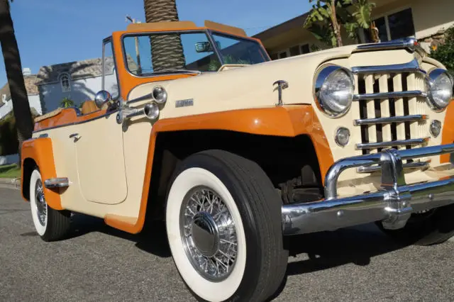 1949-jeepster-beautifully restored classic two-tone color & canvas top & windows