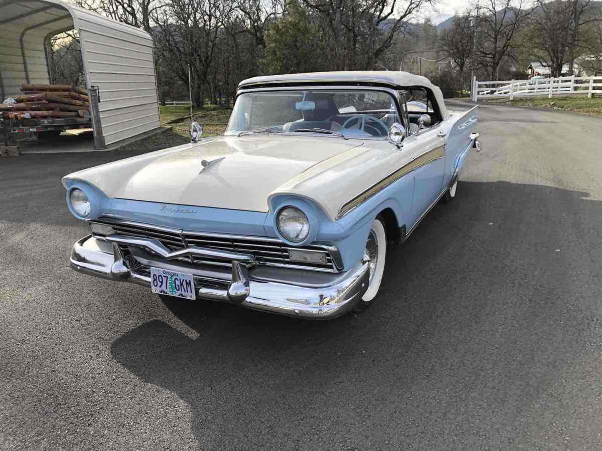 1957 ford fairlane 500 convertible convertible white rwd automatic