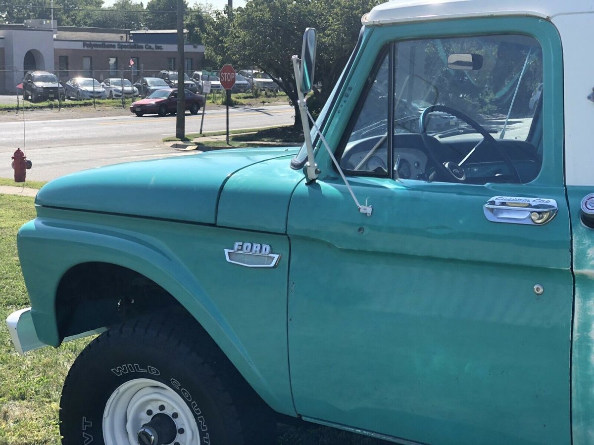 1966 ford f250 pickup green 4wd automatic camper special