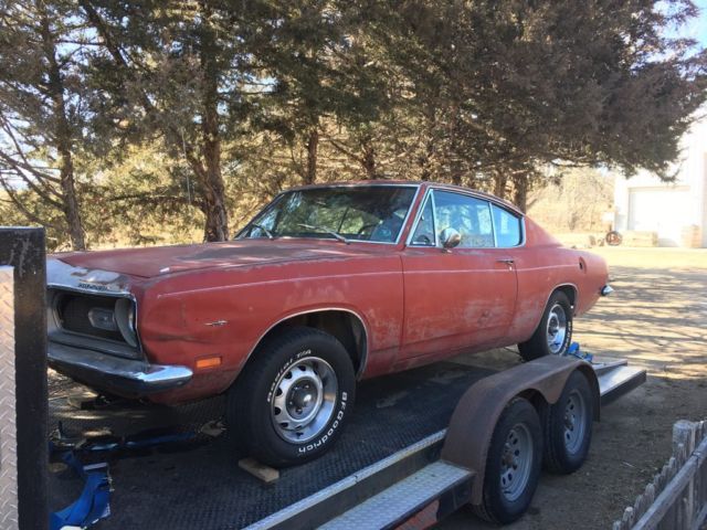 1969 barracuda fastback # matching 318 auto console fact a/c (barn find )
