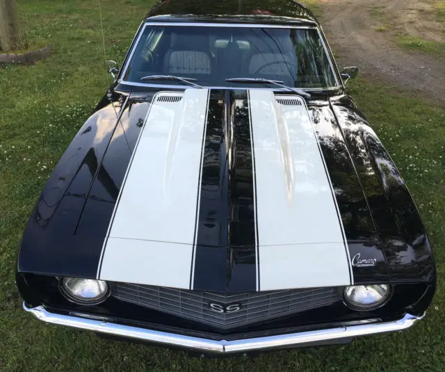 1969 camaro ss350 original x55d80 vin correct tuxedo black with hounds tooth int