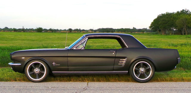 1966 ford mustang coupe restomod satin black paint 17" wheels nice car