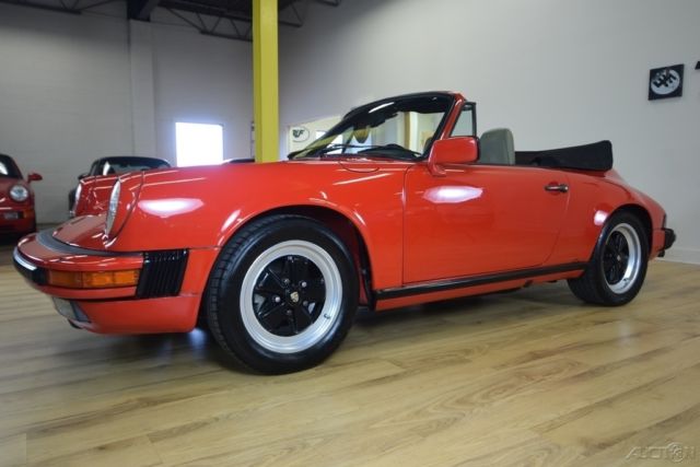 1986 porsche 911 cabriolet guards red over tan 5-speed books & records