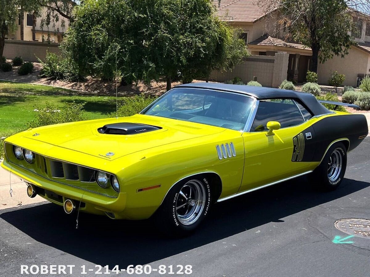 1971 plymouth barracuda cuda convertible4 speed pistol grip w/ shaker hood