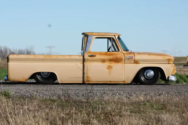 1965 c10 short bed fleetside notched z'd & bagged, patina, shop truck rust free