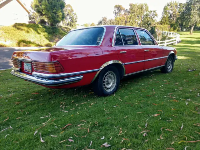 1973 mercedes 450 se, rare red over cream, swb, non sunroof, euro bumpers