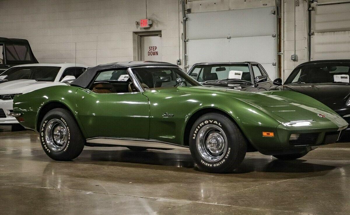 1973 chevrolet corvette convertible elkhart green 350ci v8 64683 miles