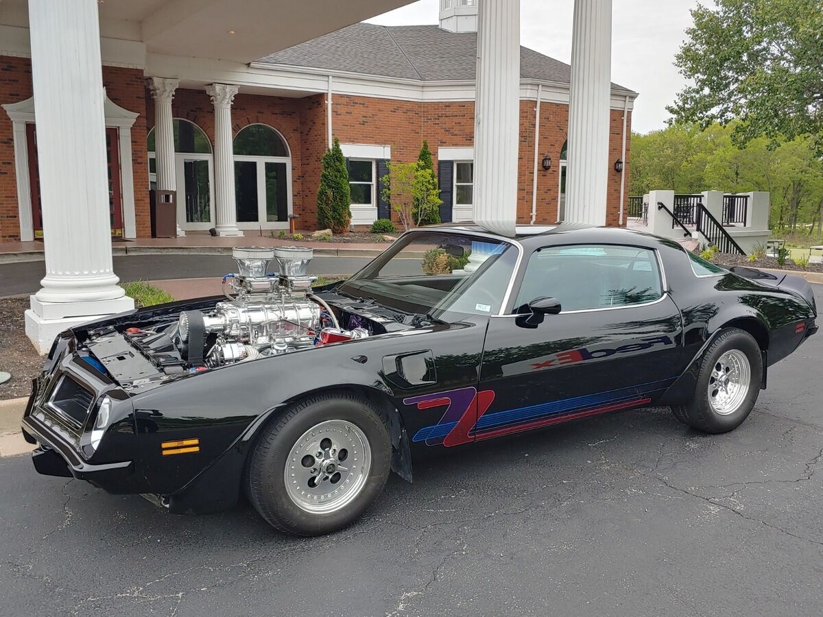 1975 trans am prostreet black/black 455 engine 6-71 blower 2-650 carburetors