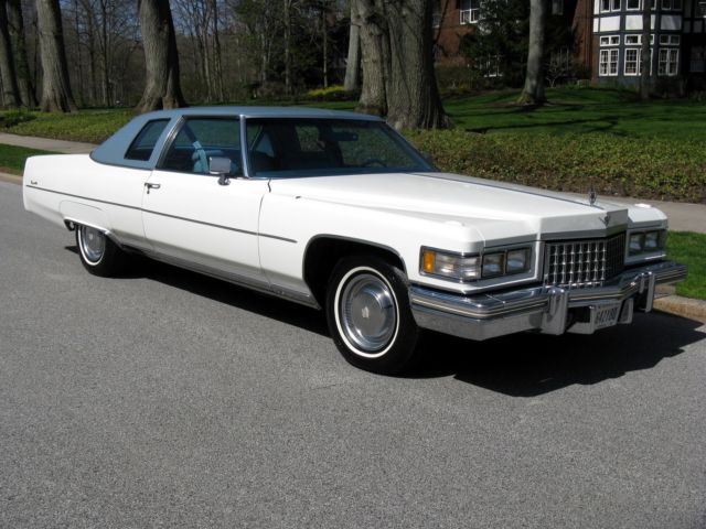 39,900 original miles, cotillion white, blue leather, ice cold a/c, 500 cid v-8