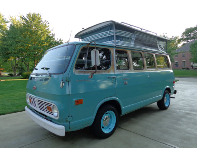 1968 chevy sport van 108 w/ the rare travel cruiser camper conversion! v8 auto!