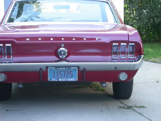 '67 v8 mustang coupe -- red/blk: disc brake, susp, & hipo upgrades (not running)