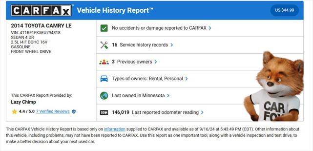 2014 toyota camry le