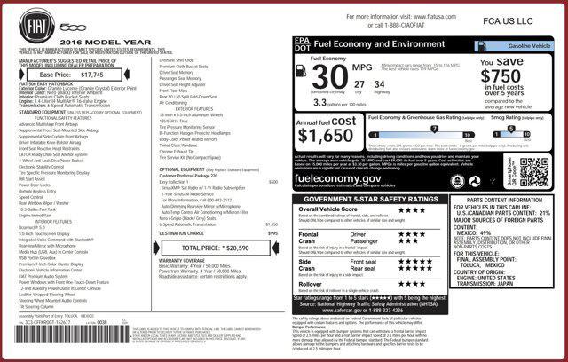 2016 fiat 500 easy