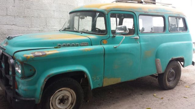 light green 1964 power wagon d100 dodge town wagon