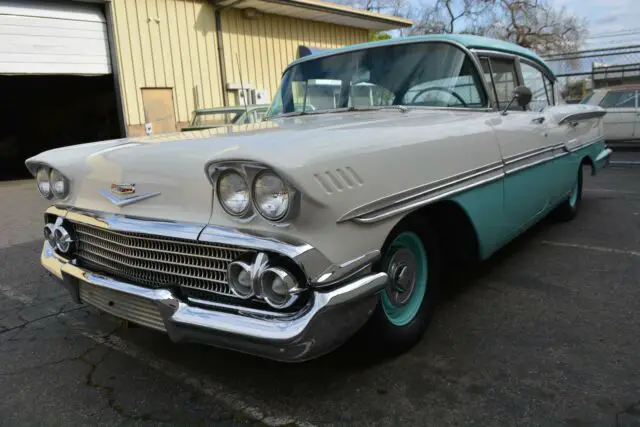 1958 chevrolet biscayne deluxe 99,201 miles green 4 door sedan 283 cid v8 automa