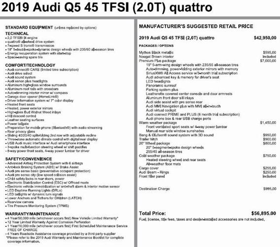used 2019 audi q5 2.0t premium plus washington, pa 15301 for sale in washington, pennsylvania