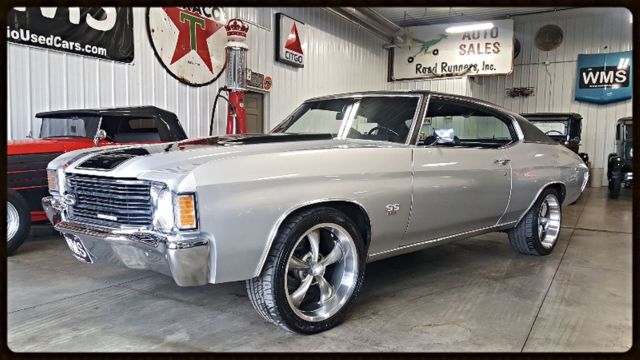 72 silver chevelle ss 454 big block auto power black chrome classic show car wms