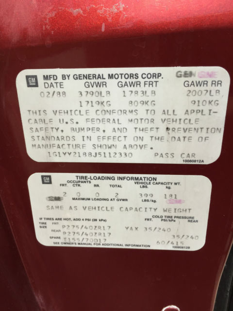 1988 chevrolet corvette coupe 35,841 actual miles one owner family car wow !!!