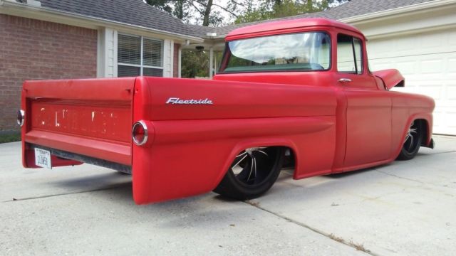 1959 chevy swb big window fleetside pickup truck apache custom bagged air ride