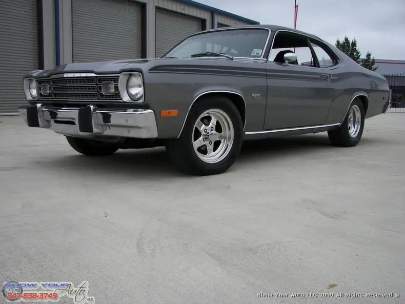 dark gray metallic 1974 plymouth duster 360 v8 4spd for sale!