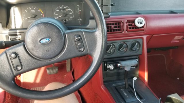 1989 ford mustang lx 5.0 liter v8 red with black convertible top