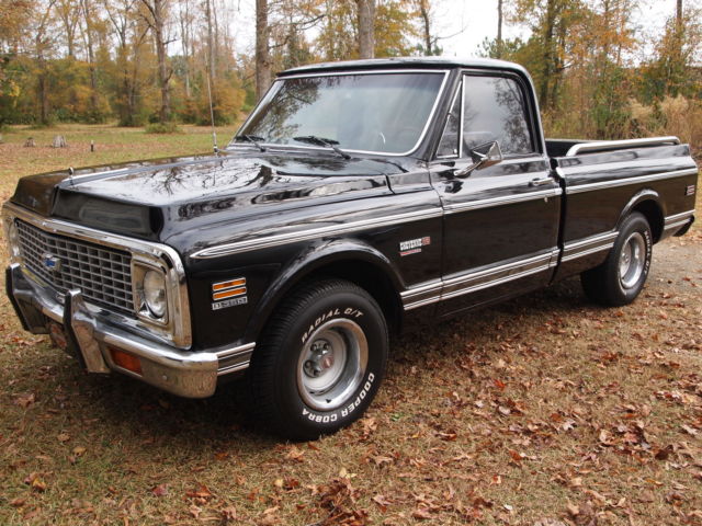 1972 chevrolet super cheyenne short bed 350 v8 automatic cold a/c p/db p/s black