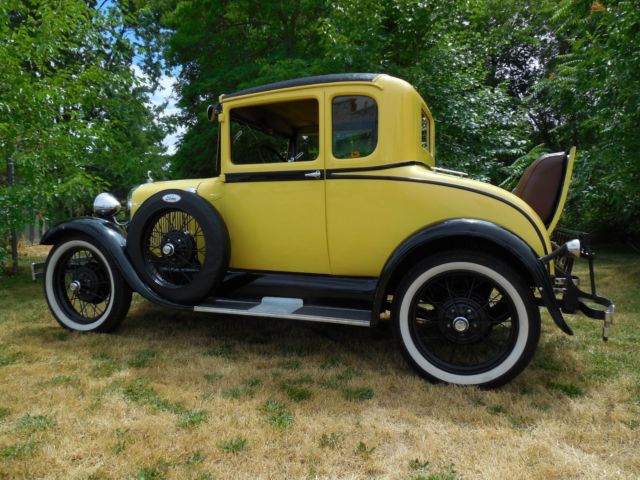 1929 ford model a, dual side mount,rumble seat coupe ,poss. orig interior, tools