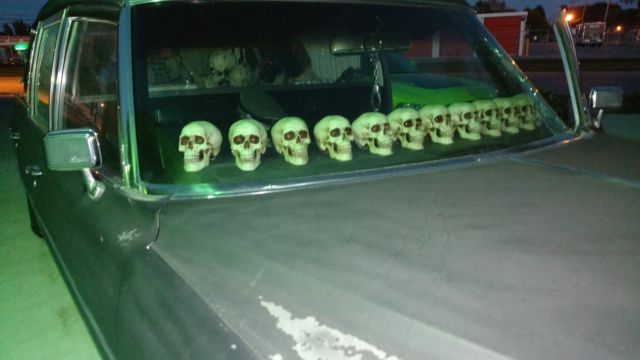 1972 cadillac fleetwood ambulance hearse "the car of death" halloween coffin sku