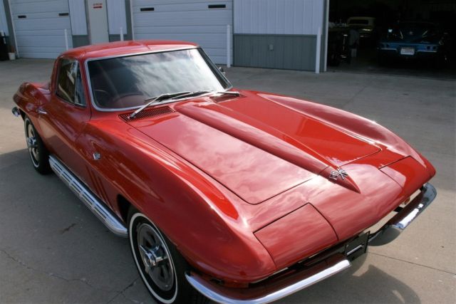 1965 corvette coupe extremely nice factory rally red on red side exhaust