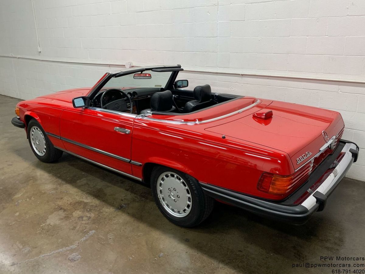 1987 mercedes-benz sl-class 560sl 59,879 miles signal red convertible serviced!