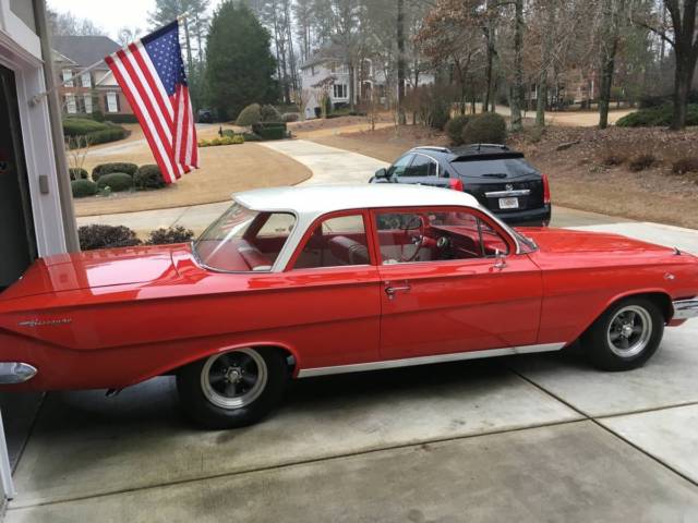 1961 chevy biscayne 2 door post torch red 348 2-4's m22 4 speed vintage air