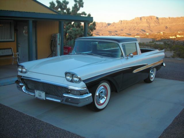 1958 ford ranchero 302 v-8 black/white new bumper to bumper