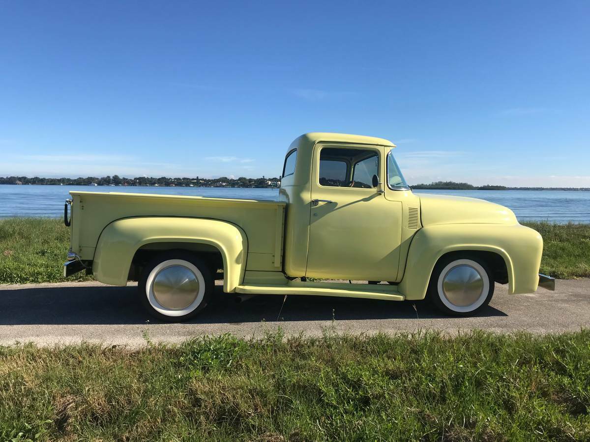 1956 ford f100 pickup yellow classic hot rod