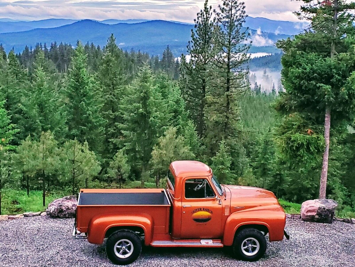 1954 ford f-100 pickup orange 4wd automatic full custom that was on national tv!