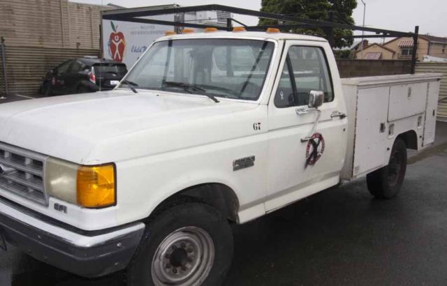 1990 ford f-350 w knapheid bed boxes, lumber rack , 7.5 liter