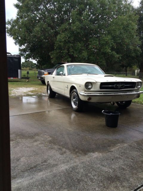 1965 ford mustang fastback with enclosed race car trailer