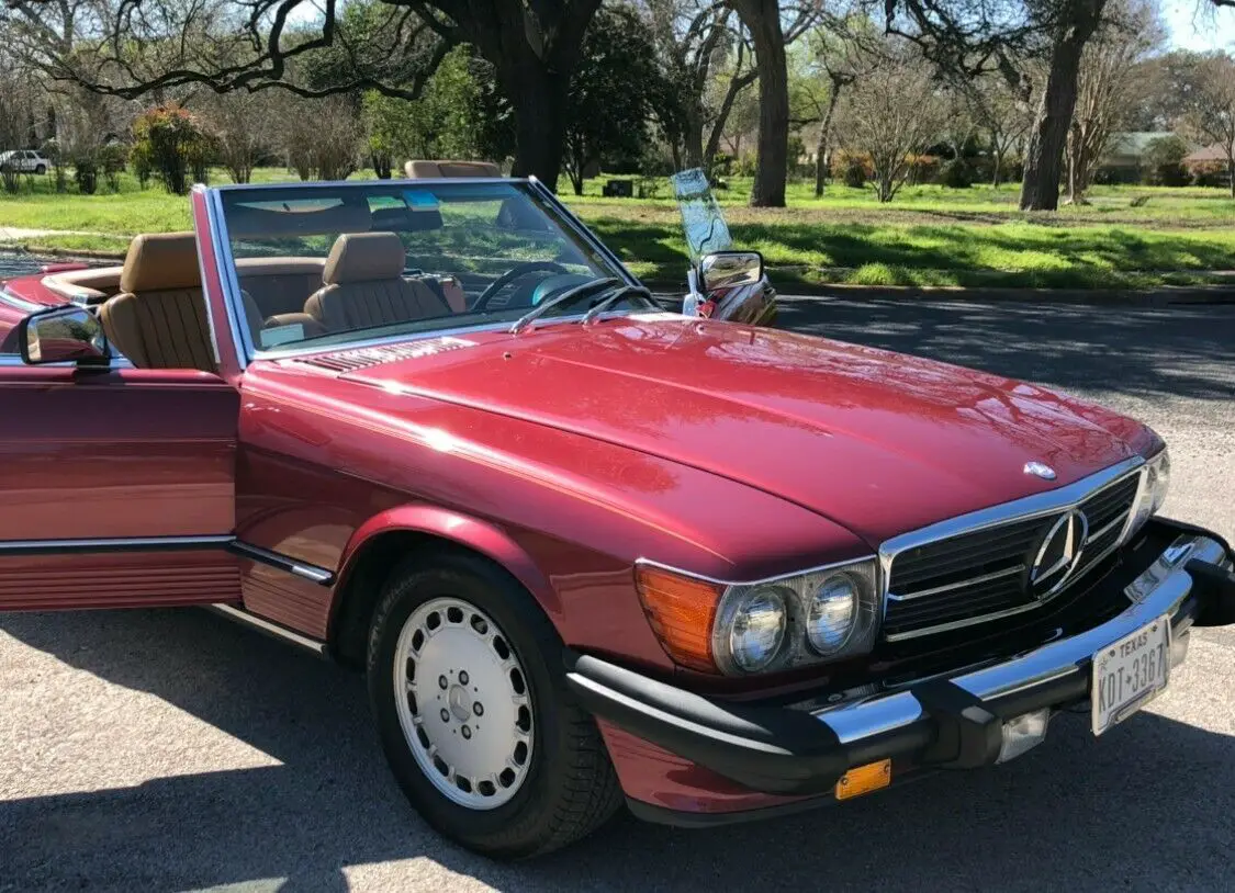 1989 mercedes-benz 560sl - garnet red exterior + palomino leather interior