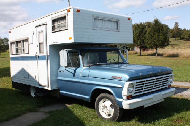 1967 ford f350 truck camper w/ 352 v8 and 4 speed transmission - mint condition