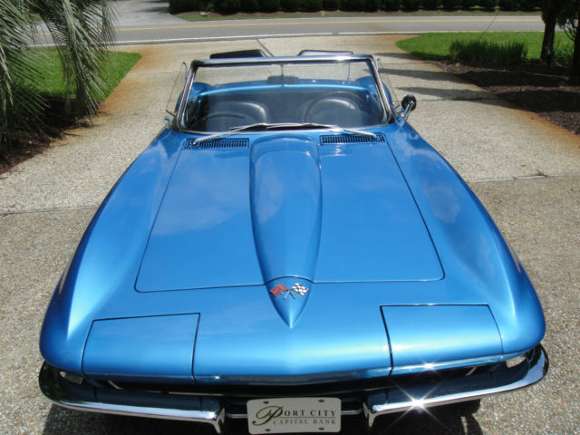 1965 corvette stingray convt 327/350 4 speed nassau blue with white num. match
