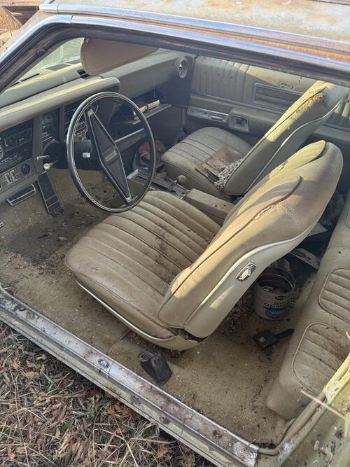 1968 oldsmobile toranado. no title. no engine. review pics. hood is bent. rest of