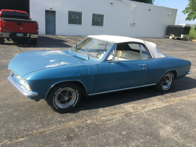 1966 corvair corsa convertable marina blue white interior automataic