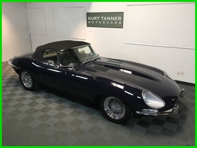 1968 jaguar e-type xke 4.2 liter series 1.5 roadster. dark blue with grey trim