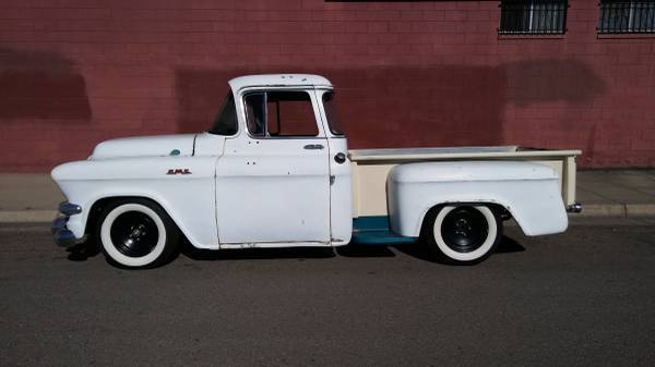 1956 gmc shortbed stepside truck 100 .. deluxe big window cab chevy 1955 1957