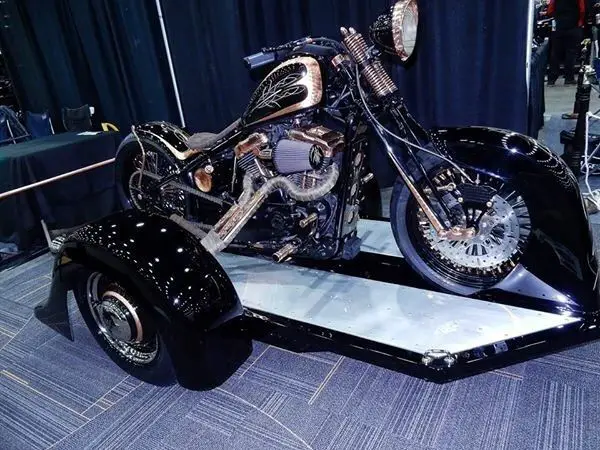 hot rod model a custom truck and custom harley and trailer pacakge show piece
