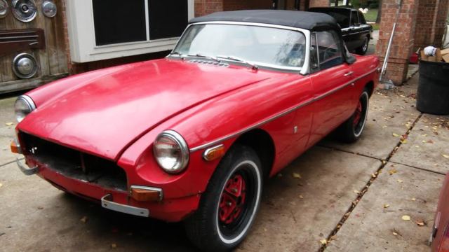 1974 mgb roadster rolling shell with gearbox with clear texas title